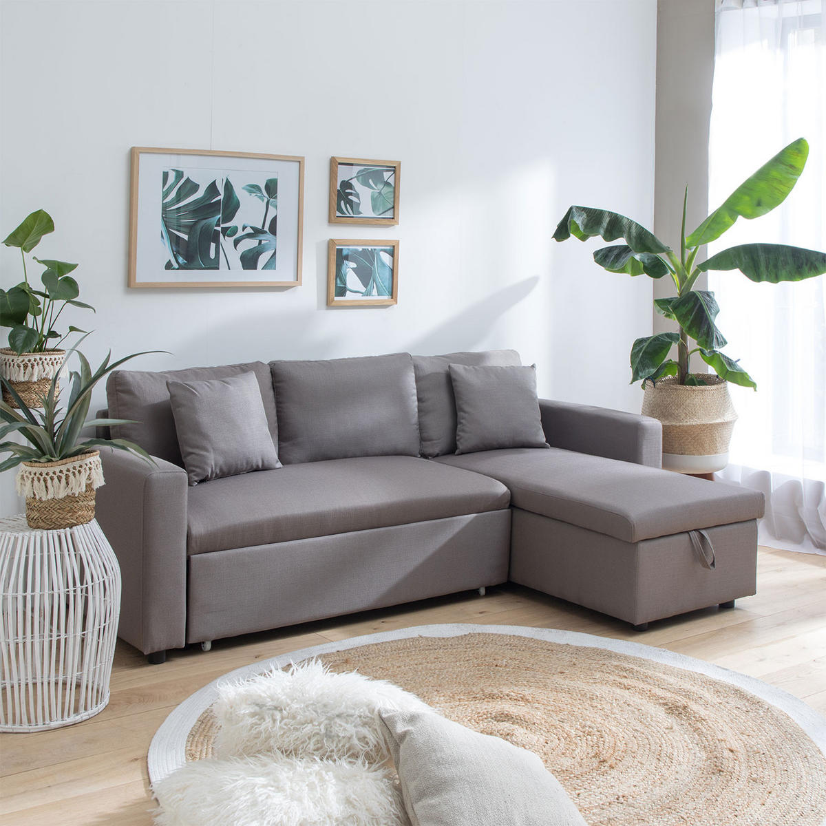 ECKSOFA CLARK Taupefarben 3 Plätze - Braun, Textil (225/146cm) - Happy Garden