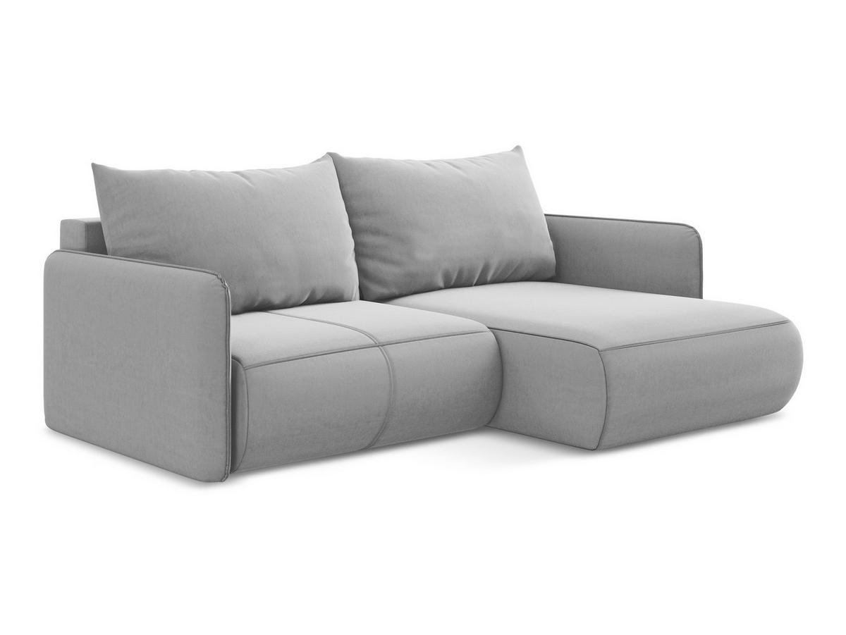 ECKSOFA mit Schlaffunktion Samt Stoff Grau - Schwarz/Grau, Kunststoff/Textil (207/148cm) - Makamii