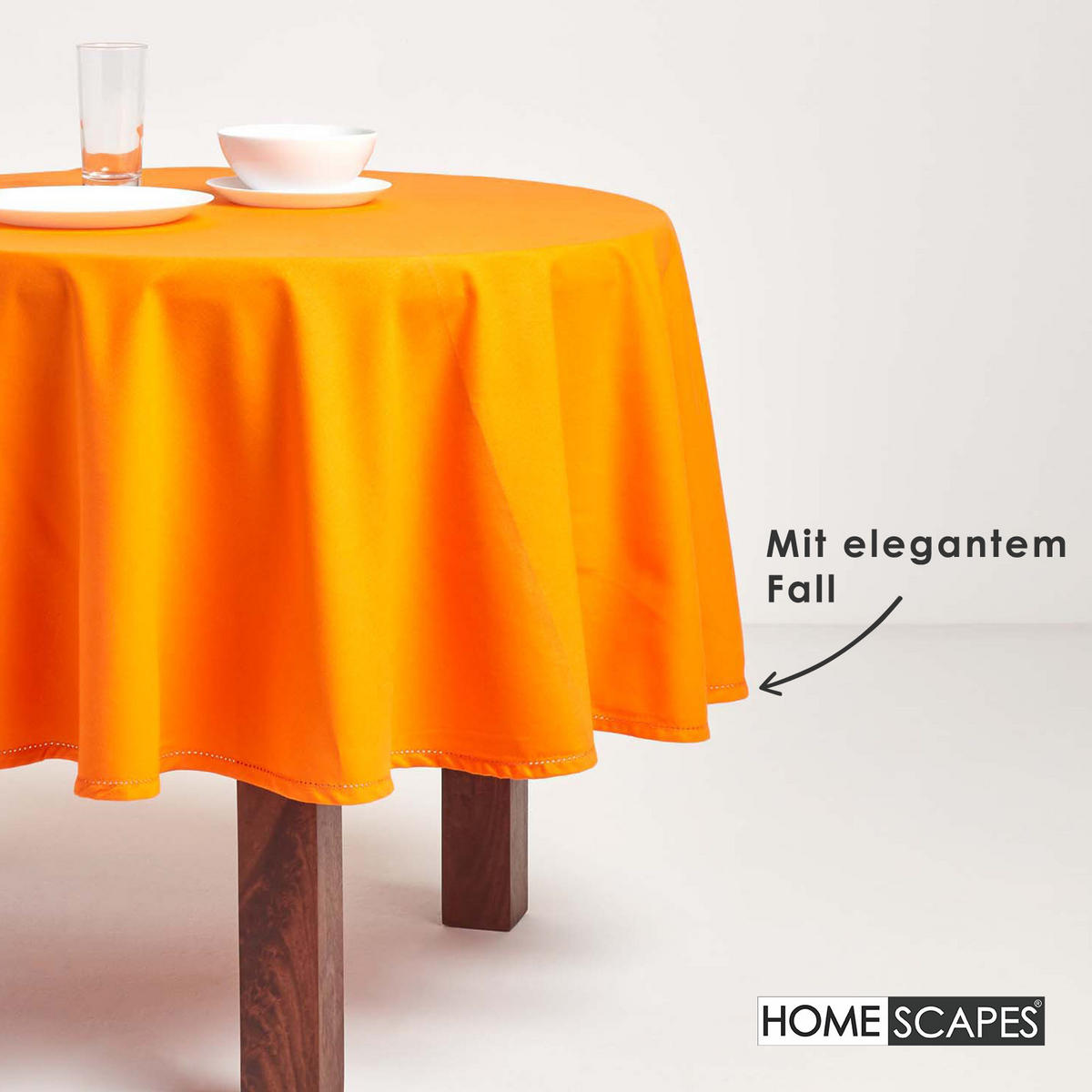 TISCHDECKE orange rund 178 cm, 100% Baumwolle - Orange, Textil (178/178cm) - Homescapes