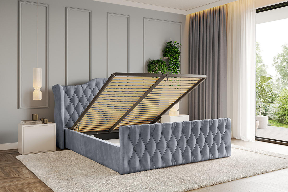 POLSTERBETT mit Bettkasten, Fußteil und Lattenrost, Boxbett ohne Matratze - ZORAN-Z 120x200 Grau - Grau, Holzwerkstoff/Textil (120/200cm) - ALTDECOR