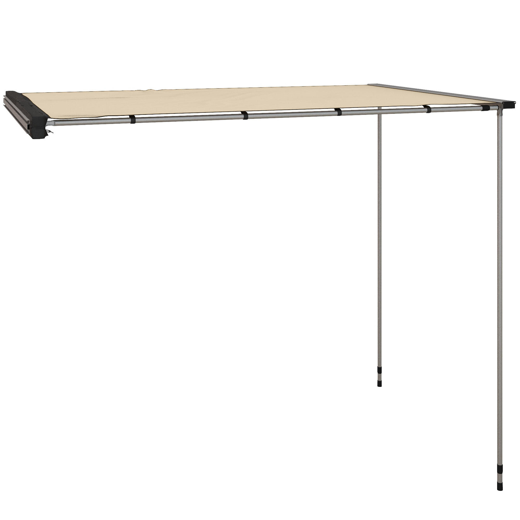 SONNENSEGEL für Wohnwagen aus Oxford und Aluminium Khaki - Beige, Textil (250/160cm) - Outsunny