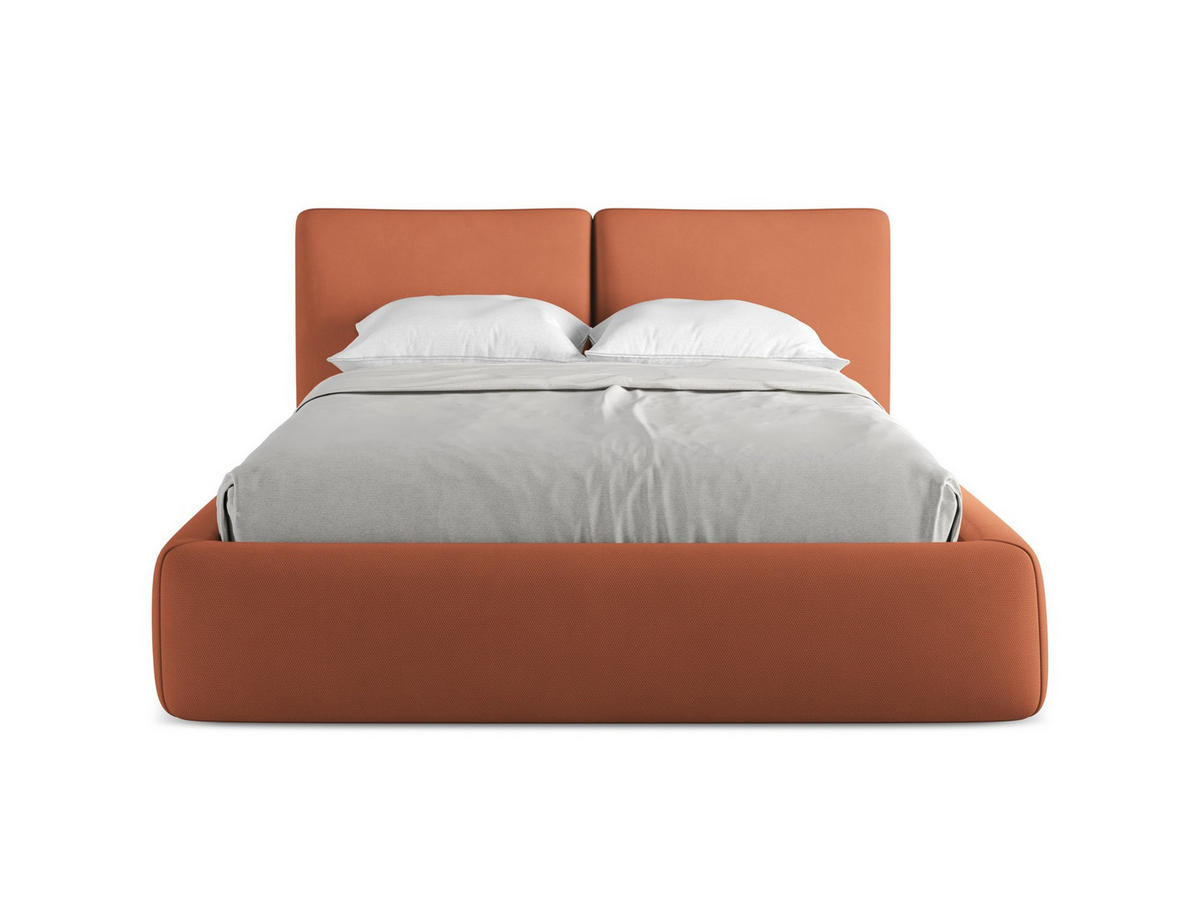 POLSTERBETT mit Bettkasten und Lattenrost 160x228 Orange - Terracotta/Schwarz, Kunststoff/Textil (140/200cm) - Makamii