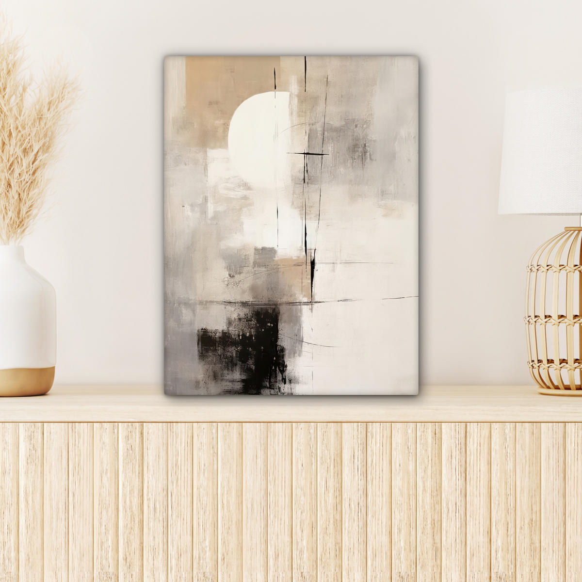 LEINWANDBILD Abstrakt - Kunst - Grau Room Decor 30x40 cm - Hellgrau, Textil (30/40cm) - MuchoWow