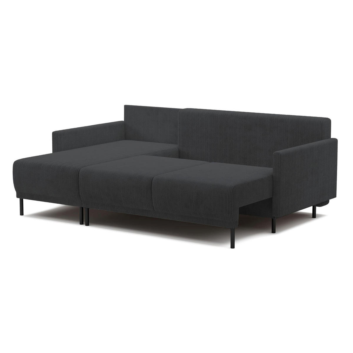 ECKSOFA Hamiel Blaugrau Cord - Blaugrau/Hellgrau, Textil/Metall (212/142cm) - Selsey
