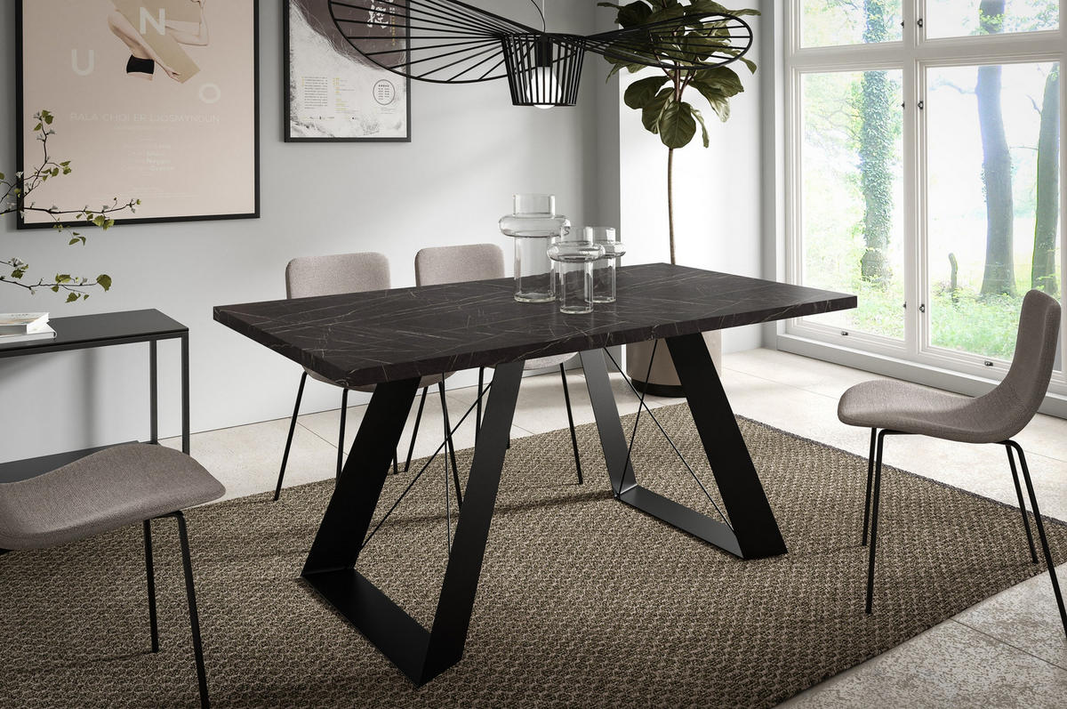 ESSTISCH Corso - Schwarz, Holzwerkstoff/Metall (80/140/76cm) - Meblini
