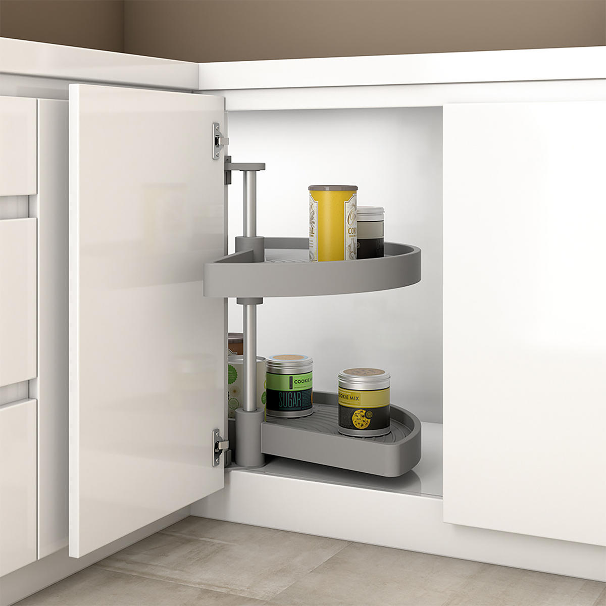 DREHPLATTEN Shelvo 1/2, für 800mm Modul, Kunststoff und Aluminium, Grau 2er-set - Grau, Kunststoff (80/55/39cm) - EMUCA