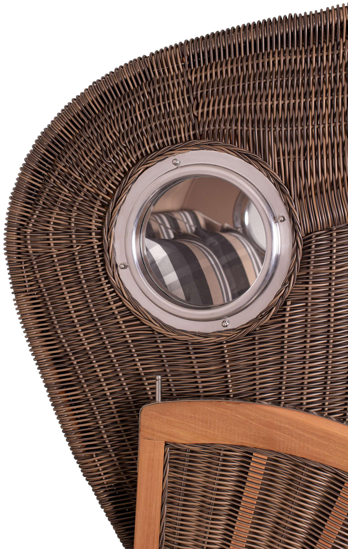 STRANDKORB Düne 2 Sitzer Teak PE Grey - Beige/Braun, Holz/Metall (125/170/80cm) - Mr. Deko