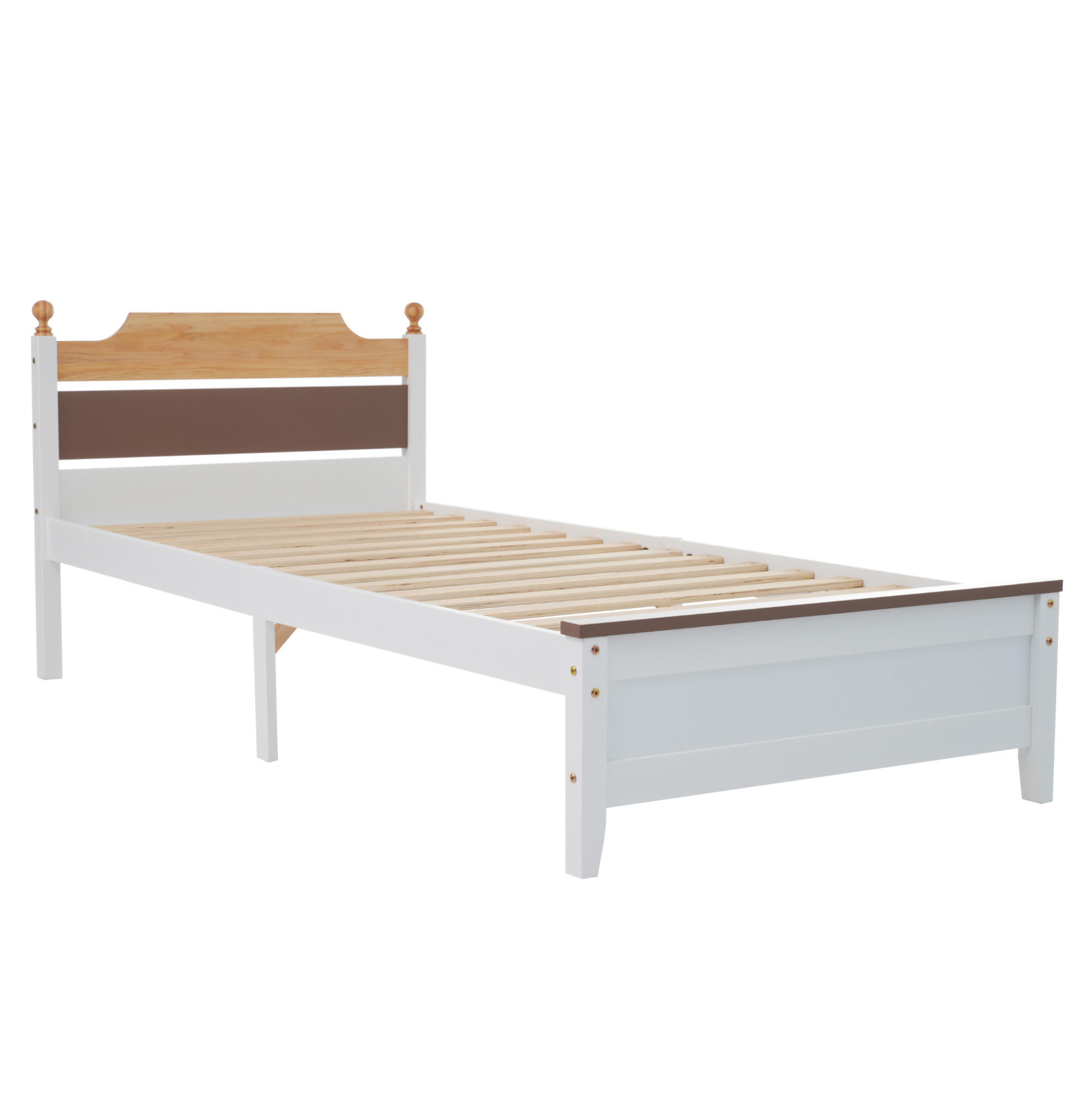 JEDNOLÔŽKOVÁ posteľ 90/200 cm biela z masívneho borovicového dreva a MDF so zdobeným čelom a stredovými nohami - biela, drevo (90/200cm) - OKWISH