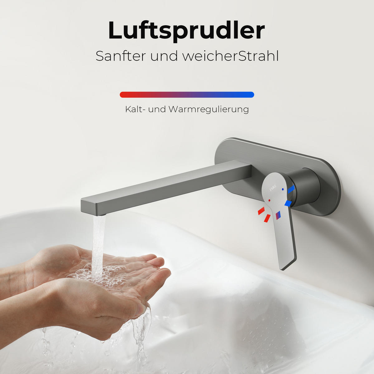 WASCHTISCHARMATUR mit Luftsprudler Messing Anthrazit - Dunkelgrau, Metall (21/7/28.8cm) - EMKE