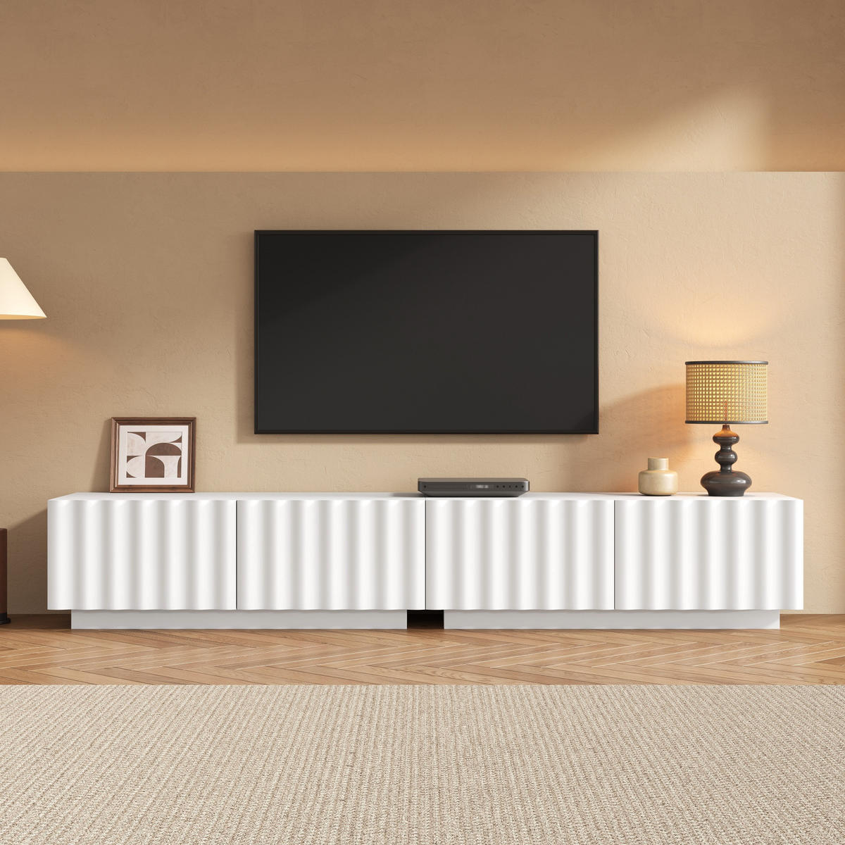 TV-SCHRANK Wellenfront Push-to-Open Stauraum modern - Weiß, Holzwerkstoff (40/35/200cm) - FLIEKS