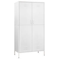 KLEIDERSCHRANK 2-Türig mit 4 verstellbaren Fächern 90/50/180 cm aus Stahl Weiß - Weiß, Holz/Metall (90/180/50cm) - vidaXL