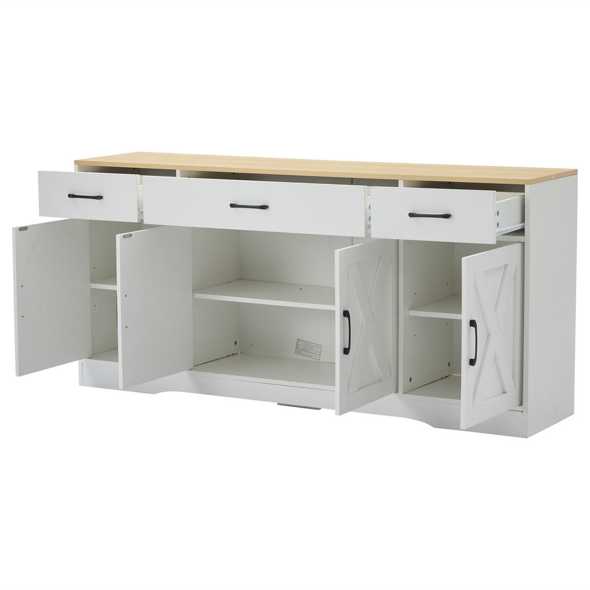 SIDEBOARD, Multifunktion, Holz, Modern, Weiß - Weiß, Holzwerkstoff (37/75/160cm) - FLIEKS