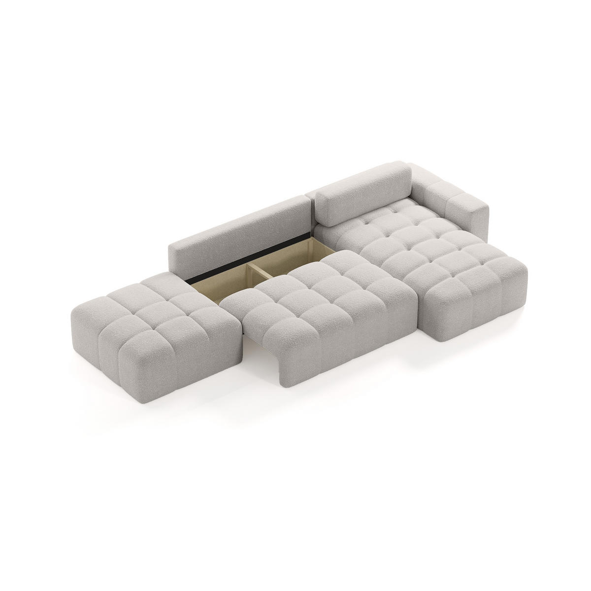 ECKSOFA RIFU LA mit Schlaffunktion, Silber - Grau, Textil (363/185cm) - Fedve