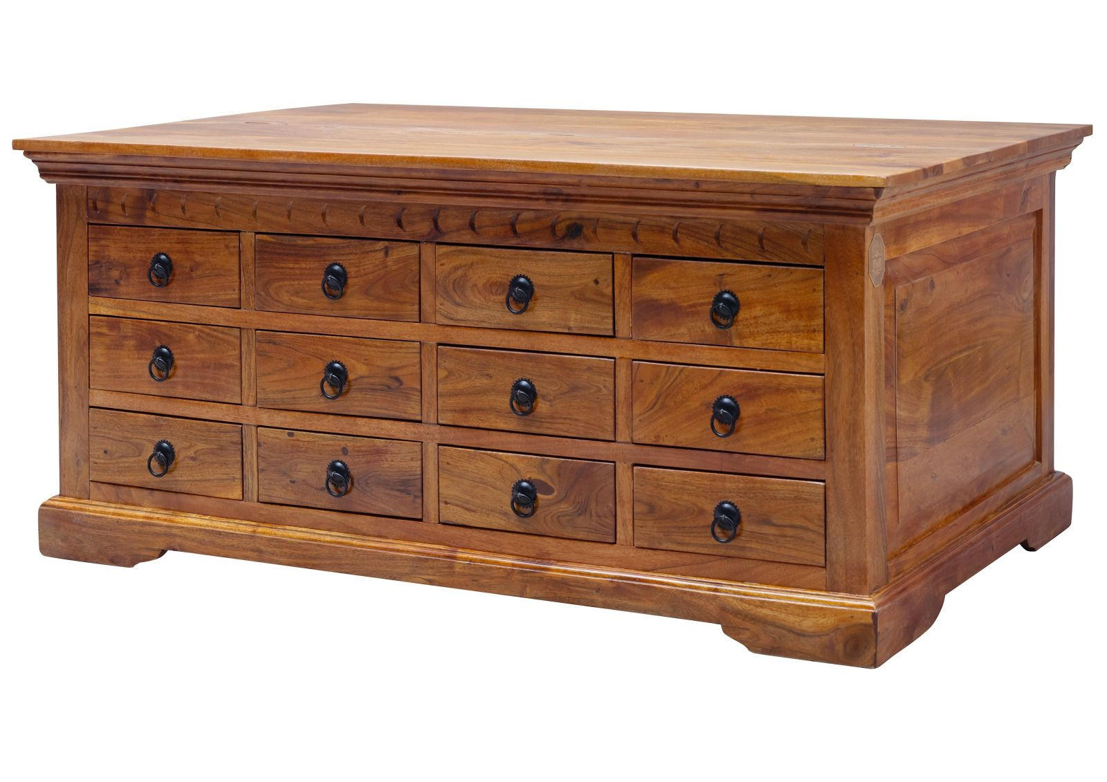 COUCHTISCH Akazie 120x70x54 honig lackiert OXFORD #0322 - Braun, Holz (120/70/54cm) - Massivmoebel24