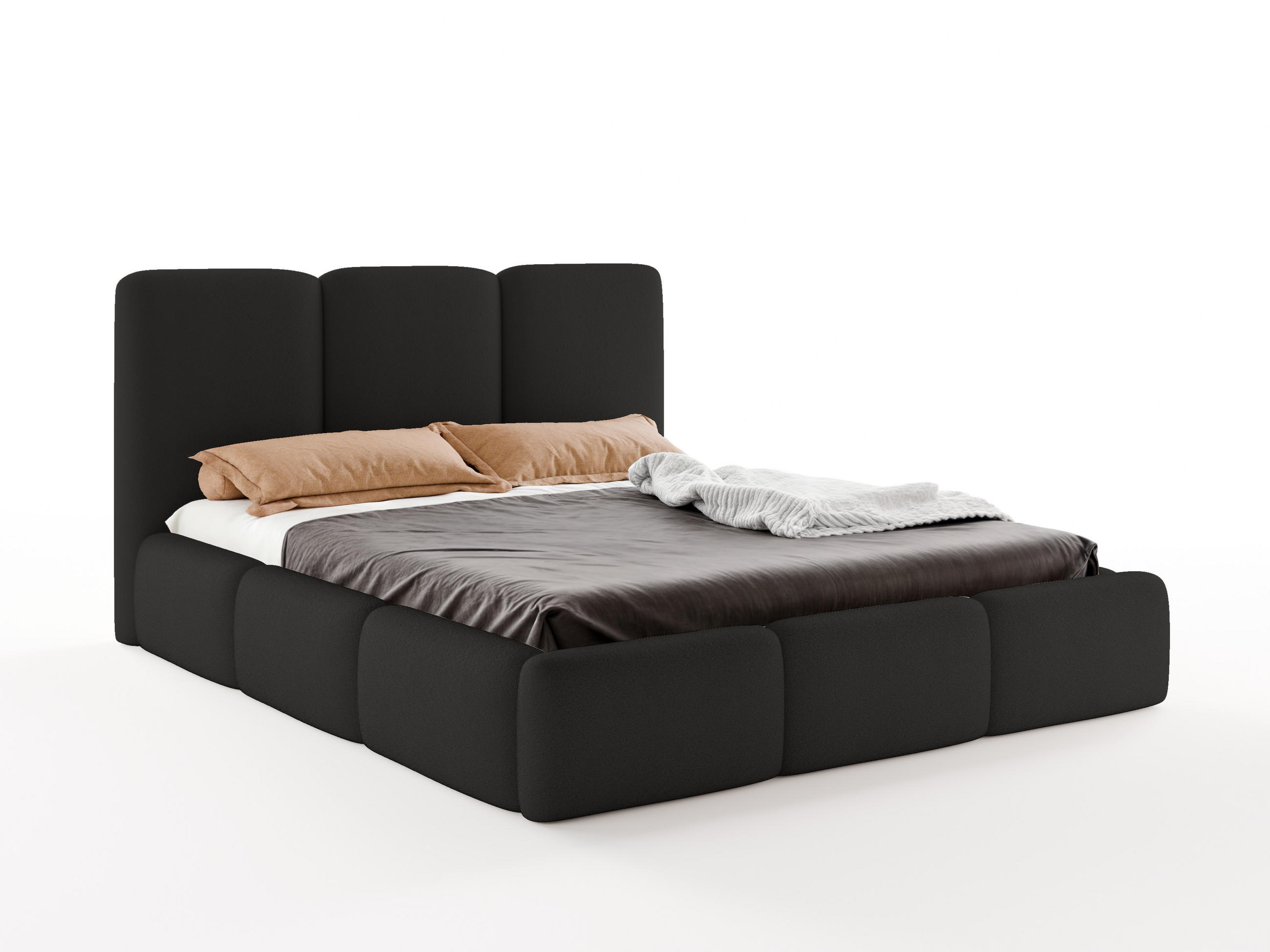 Luxkor24 Polsterbett Schwarz 180x200 cm