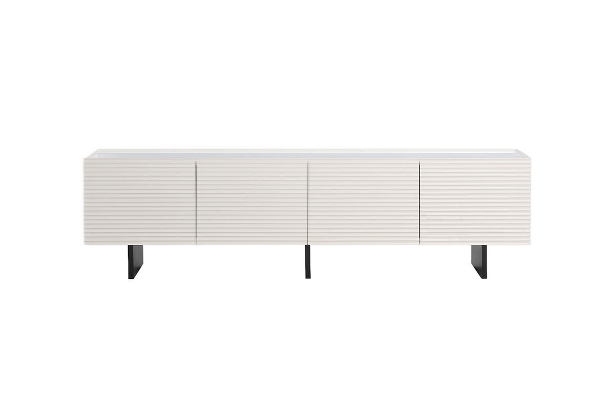 LOWBOARD LYNN Weiß Holz - Schwarz/Weiß, Holzwerkstoff/Metall (200/55/40cm) - KAWOLA