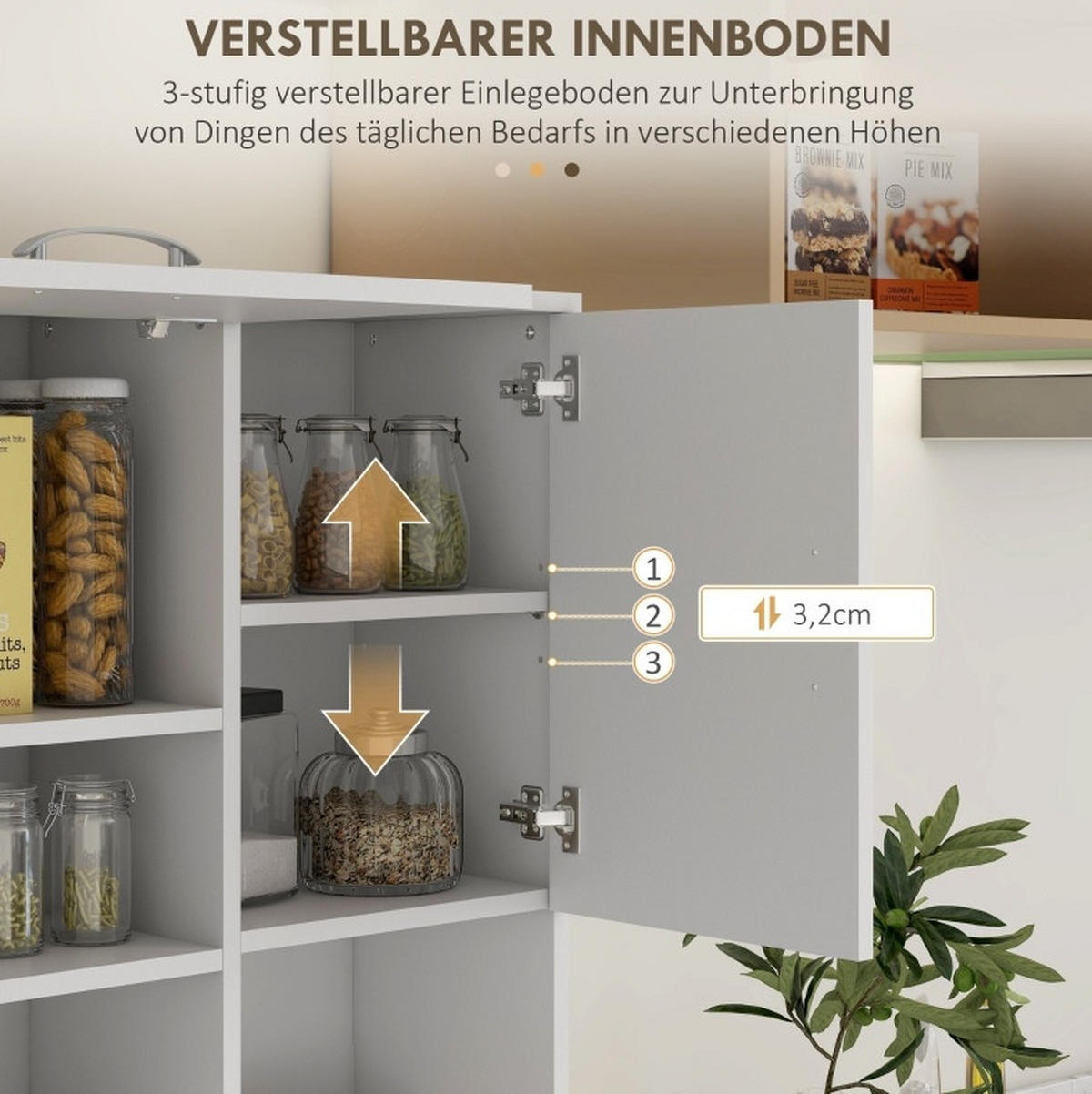 BUFFET 89/39,5/168 cm Weiß aus Holz mit viel Stauraum - Weiß, Holz (89/168/39.5cm) - OKWISH