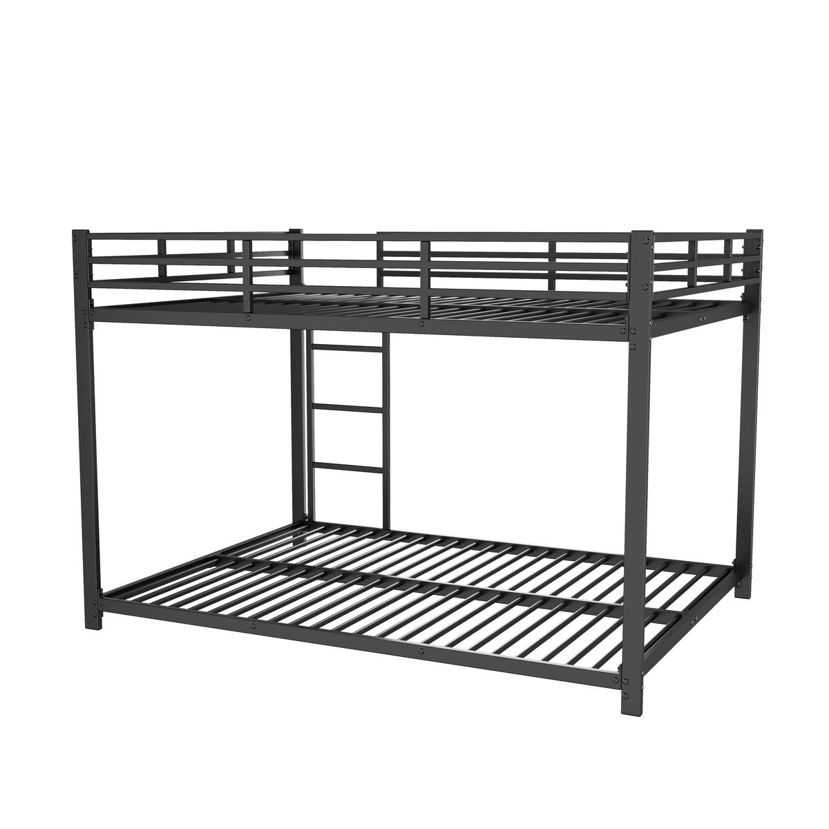 ETAGENBETT 140/200 cm Schwarz aus Metall mit Sicherheitsleisten - Schwarz, Metall (140/200cm) - OKWISH