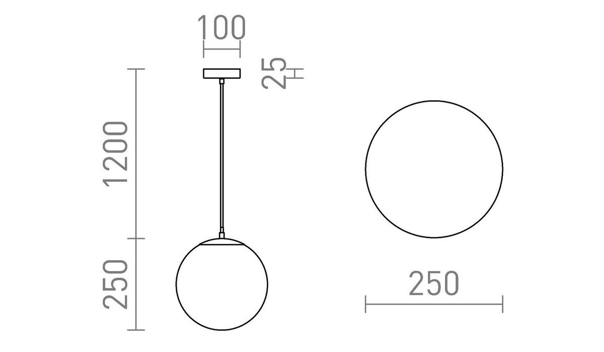 PENDELLEUCHTE LUNA 25 Opalglas 15 W - Chromfarben, Metall (30/30/120cm) - Rendl