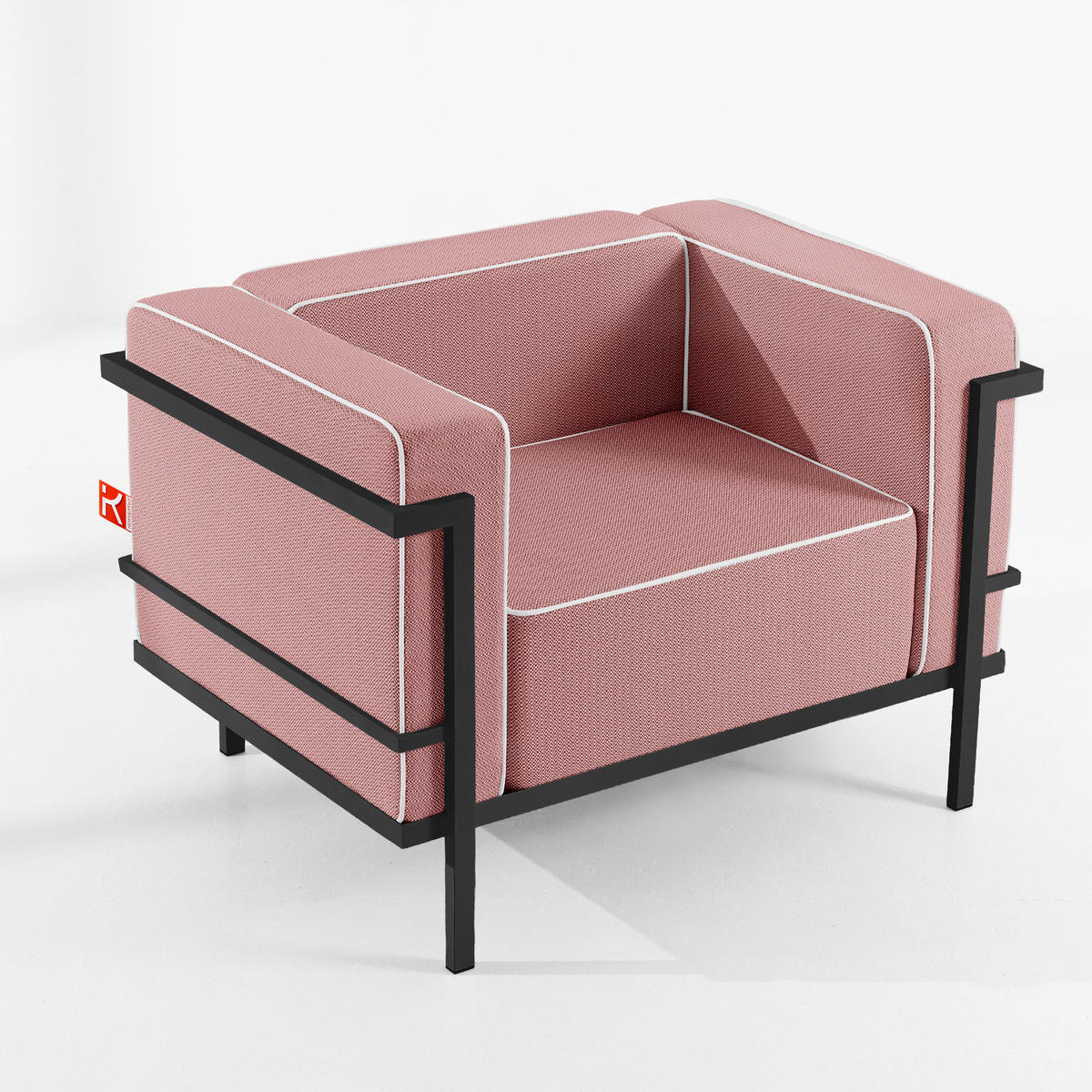 GARTENLOUNGE-SET TRIGLO 4-tlg., 1x Tisch, 2x Sessel, 1x Sofa 2-Sitzer, Modern, Dunkelgrau - Dunkelgrau/Rot, Glas/Textil - KONSIMO®