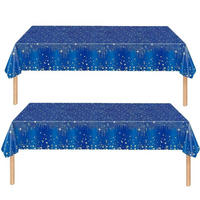 TISCHDECKE 2-teiliges Set 137 x 274 cm Blau Pailletten Druck - Blau, Kunststoff (274/137/1.5cm)