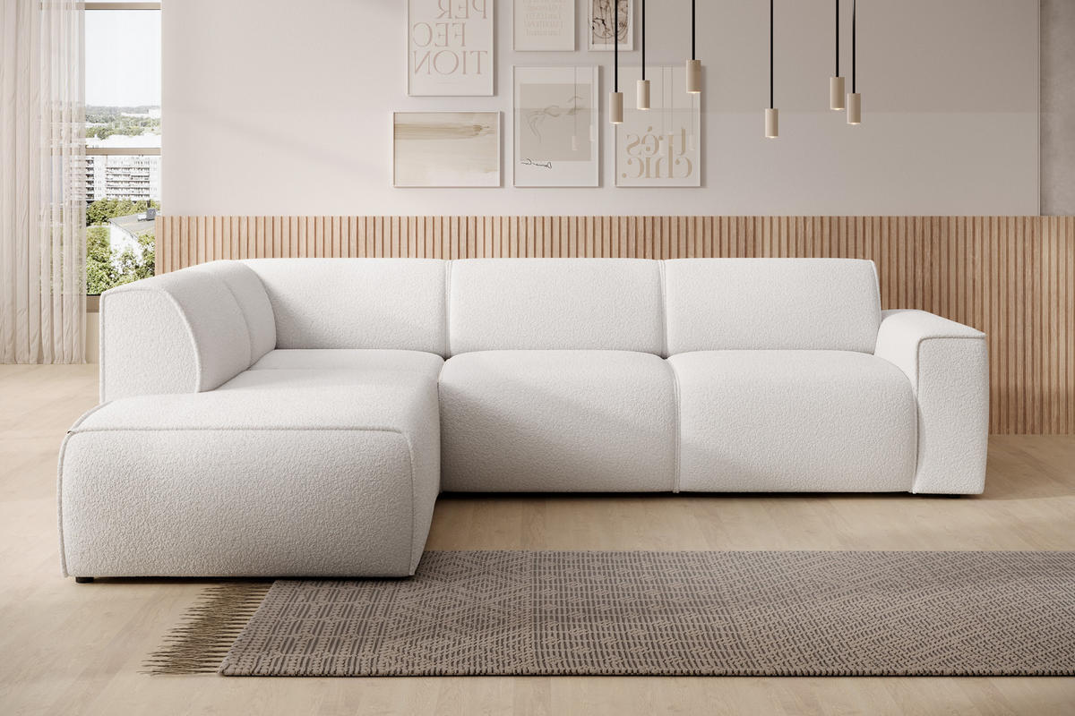 ECKSOFA L Form Didim Weiß 292/220/78 cm – großes Sofa stilvoll & bequem L - Schwarz/Weiß, Kunststoff/Textil (220/292cm) - AX Living