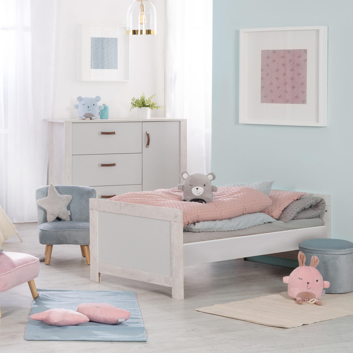 BABYZIMMER-SET Mila 2-teilig - Grau, Holzwerkstoff (126/142cm) - Roba