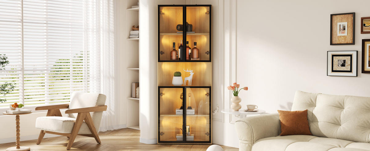 HIGHBOARD 62/160/32 cm Eichefarben aus MDF mit LED-Beleuchtung - Eichefarben, Holzwerkstoff (32/160/62cm) - OKMYHOME