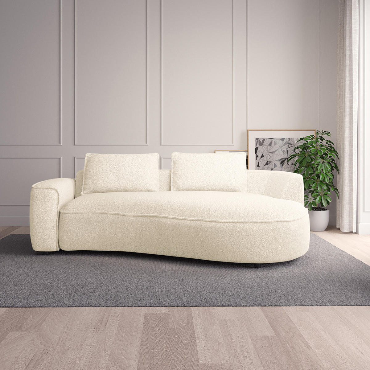 2,5-SITZER SOFA - Creme/Schwarz, Kunststoff/Textil (217/82/146cm) - home24