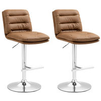 BARHOCKER 2er Set Lederlook hellbraun - Chromfarben/Hellbraun, Textil/Metall (42/94/56cm) - CLP