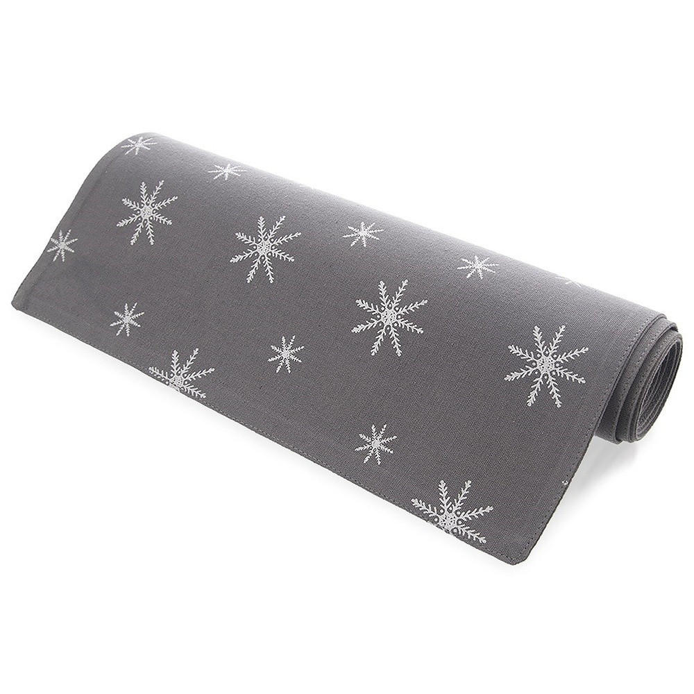 TISCHLÄUFER Baumwolle Petal 130 x 32 cm Grau - Grau, Textil (130/32cm) - Orion 
