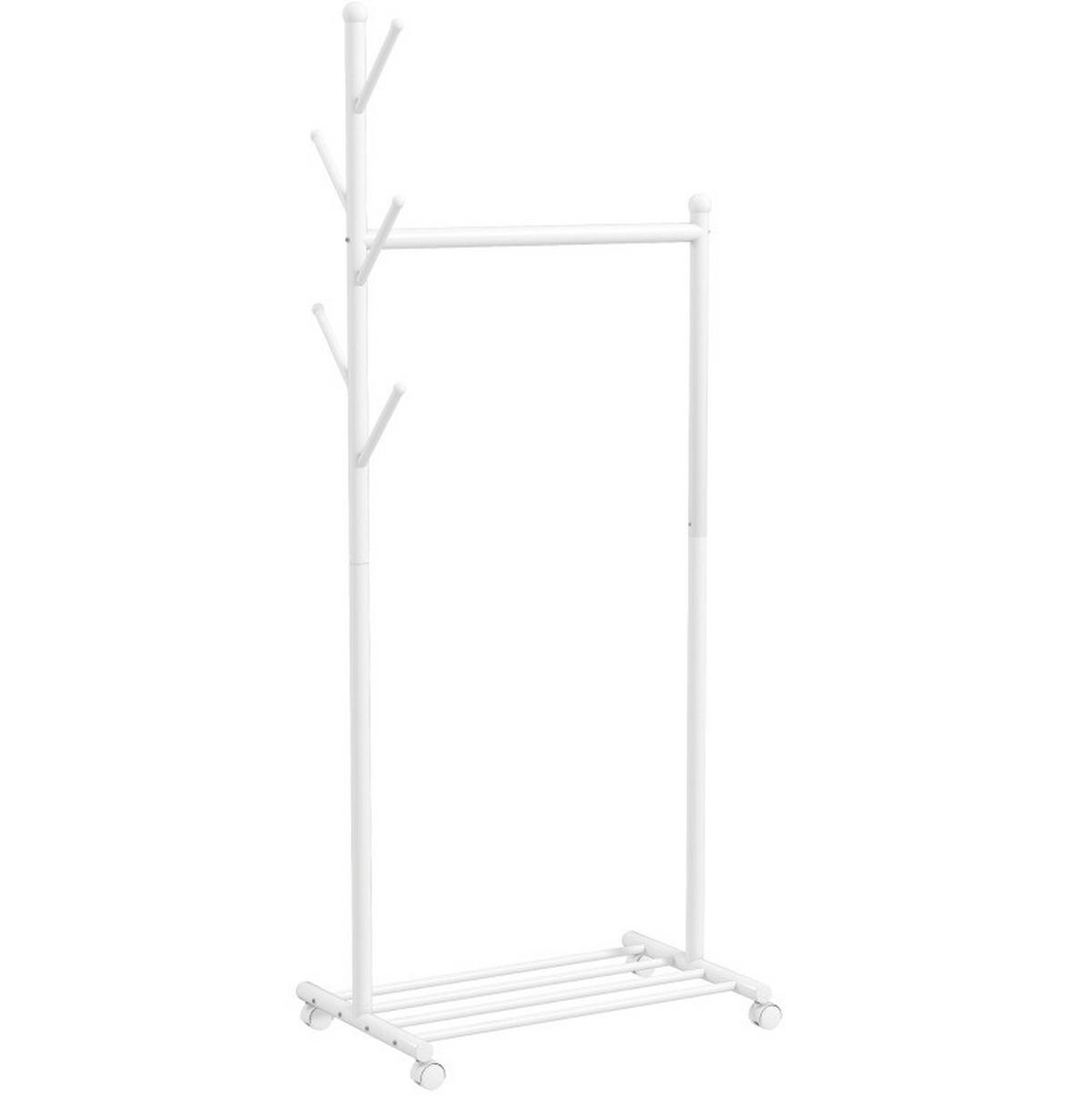 GARDEROBE 68/171/43 cm Weiß aus Metall mit Rollen - Weiß, Metall (43/171/68cm) - OKMYHOME