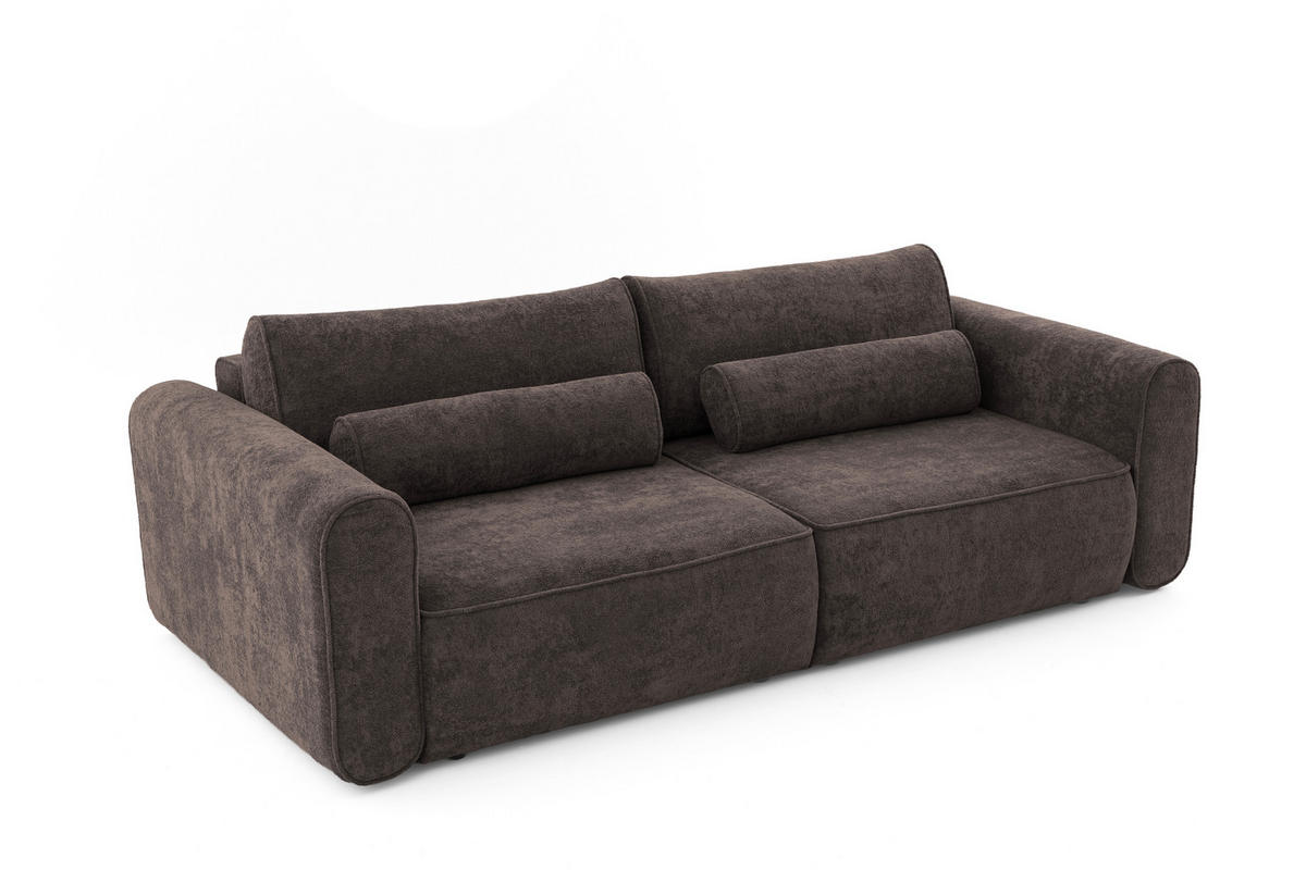ECKSOFA Motion mit Schlaffunktion Funktional 3-sitzer Sofa - Braun, Textil (250/120cm) - Muffo