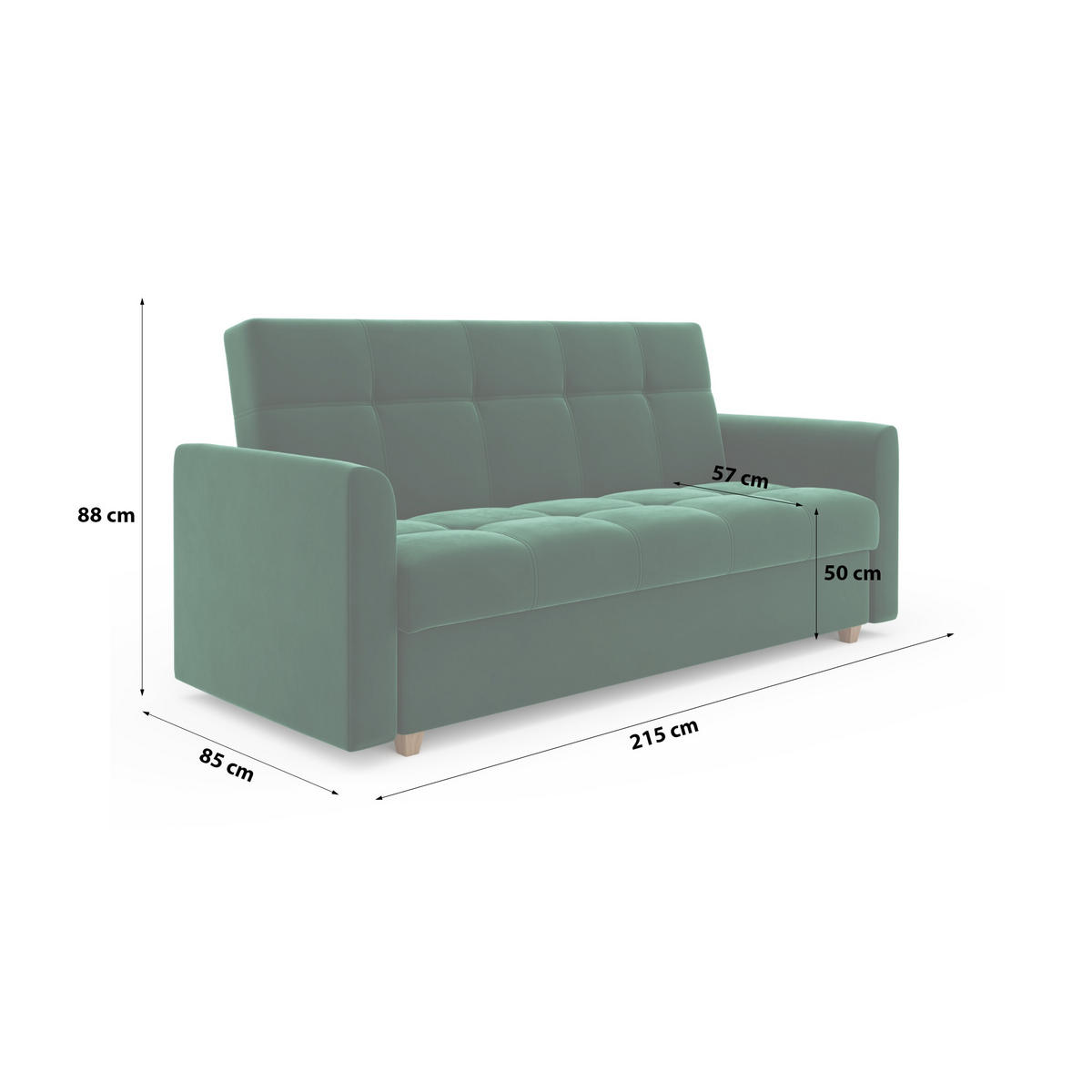 SCHLAFSOFA mit Bettkasten Salamanka, Flaschengrün - Smaragdgrün, Textil (85/88/215cm) - Meblito