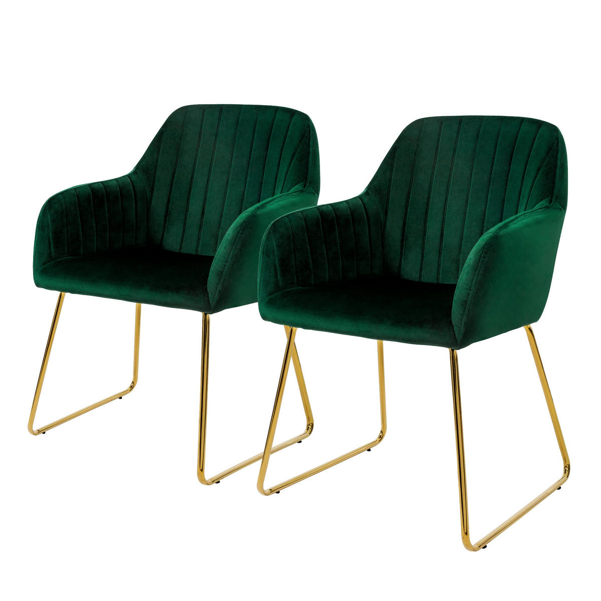 STUHL Samt grün 2er Set - Grün, Metall (60/82/57cm) - ML-DESIGN