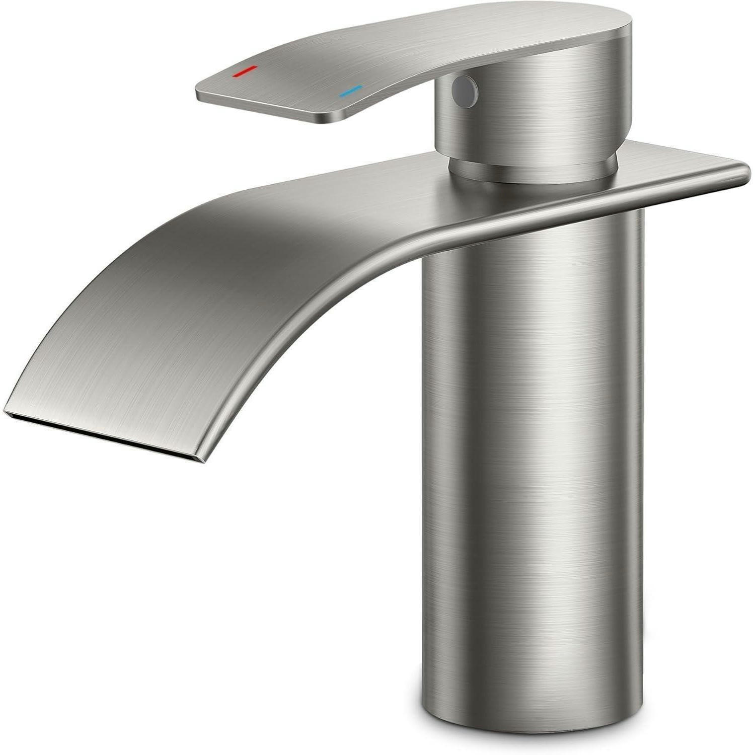 WASCHTISCHARMATUR Wasserfall Edelstahl 80 mm - Silberfarben, Metall (12.7/7.5/14.2cm)