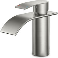 WASCHTISCHARMATUR Wasserfall Edelstahl 80 mm - Silberfarben, Metall (12.7/7.5/14.2cm)
