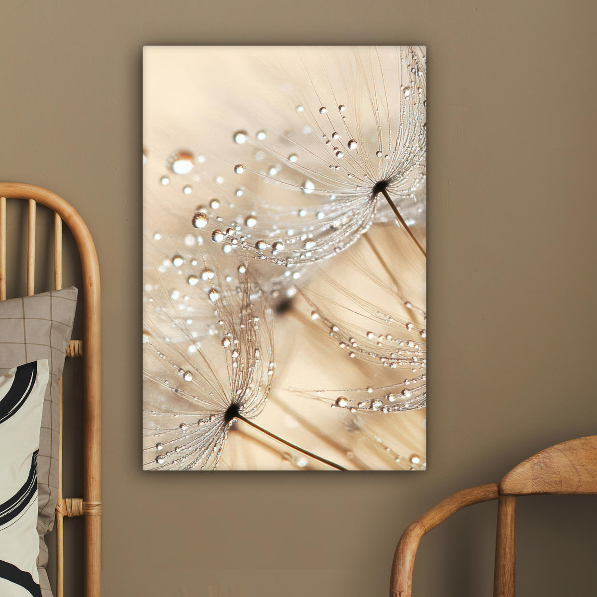 LEINWANDBILD Löwenzahn - Abstrakt - Natur - Beige 60x90 cm - Braun, Textil (60/90cm) - MuchoWow