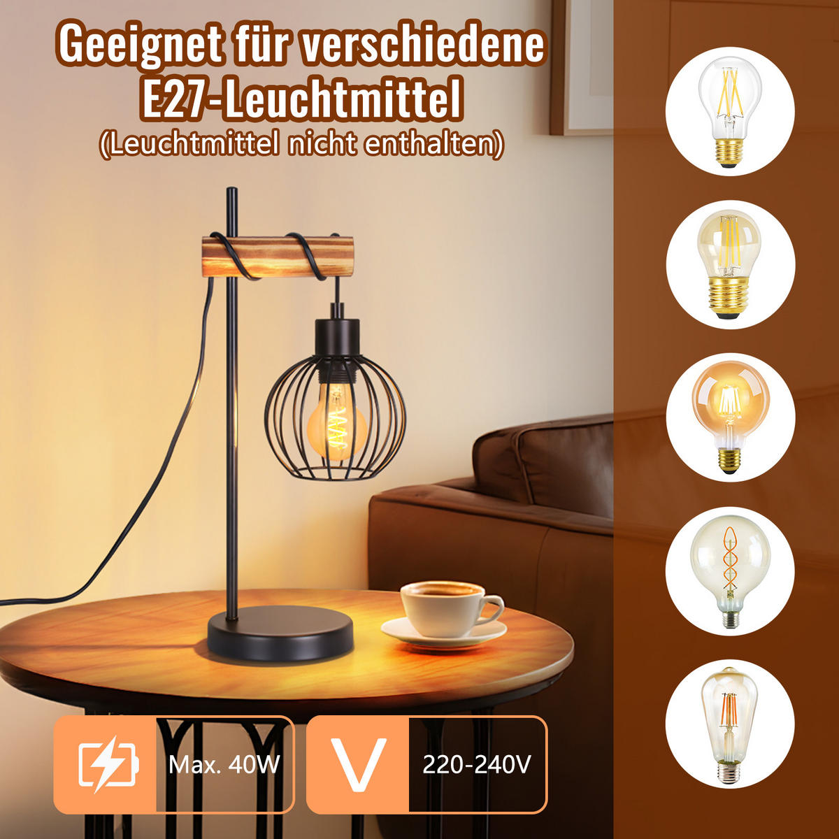 TISCHLEUCHTE Hellio Schwarz 15/46/15 cm - Schwarz, Metall (15/15/46cm) - ZMH