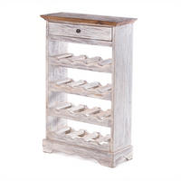 FLASCHENREGAL CORTEZ 85 Recyclingholz massiv, für 16 Flaschen, mit Schublade 05 weiß-natur - Multicolor, Holz (55/85/23cm) - DESIGN DELIGHTS