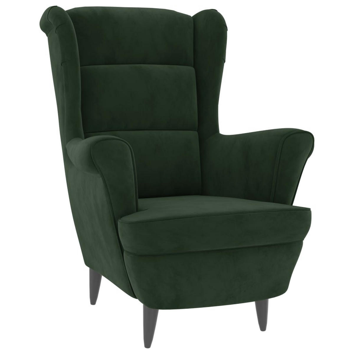 OHRENSESSEL mit Hocker Dunkelgrün Samt - Grün, Textil (78/96.5/90cm) - furnicato