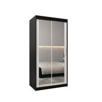 SCHWEBETÜRENSCHRANK 200/100/62 2-türig - Silberfarben/Schwarz, Holz/Kunststoff (100/200/62cm) - Abiks Möbel