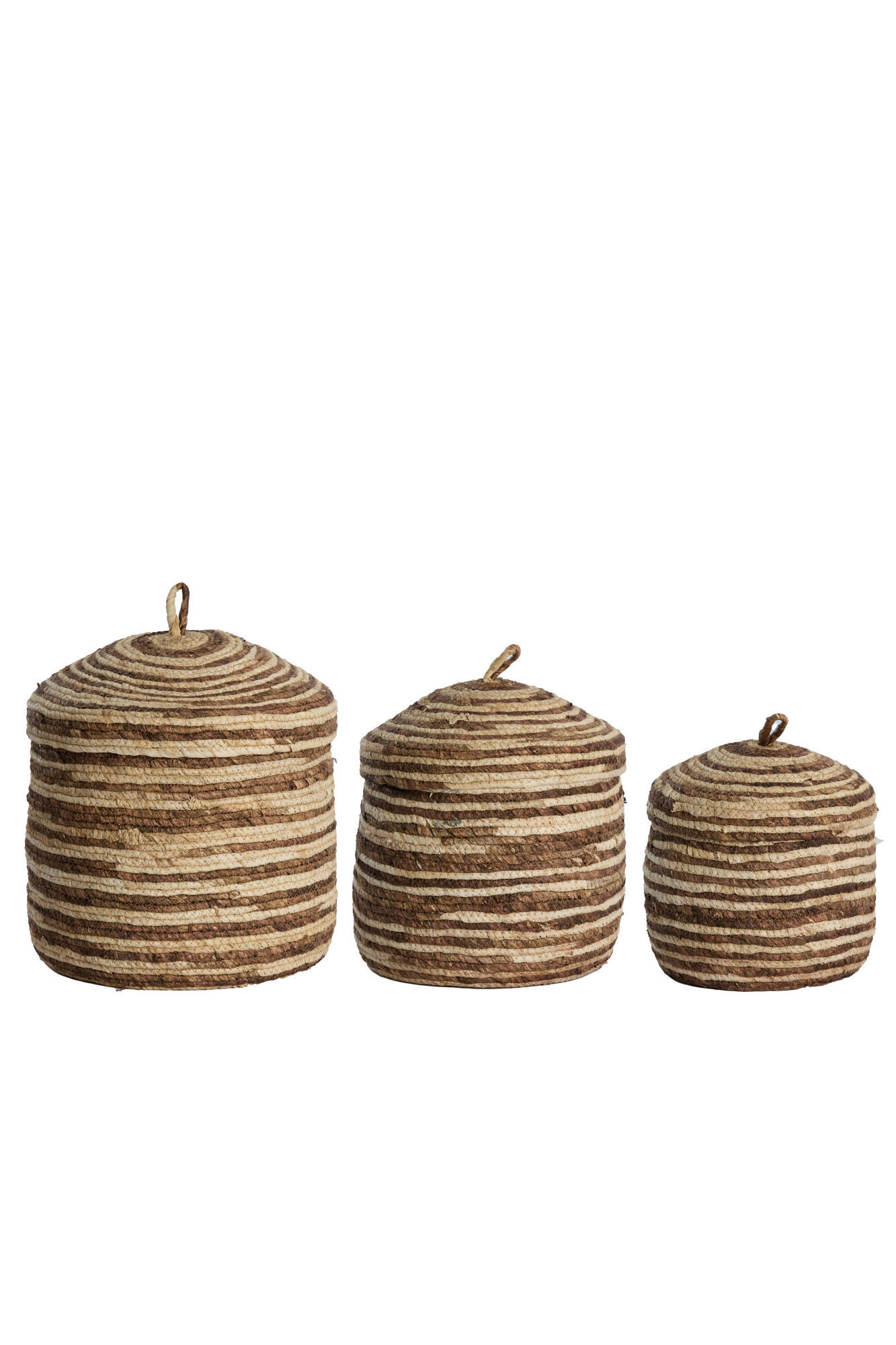 KORB Kilrush Braun Ø34/36 cm 3er-Set - Creme, Naturmaterialien (34/36/34cm) - Light & Living