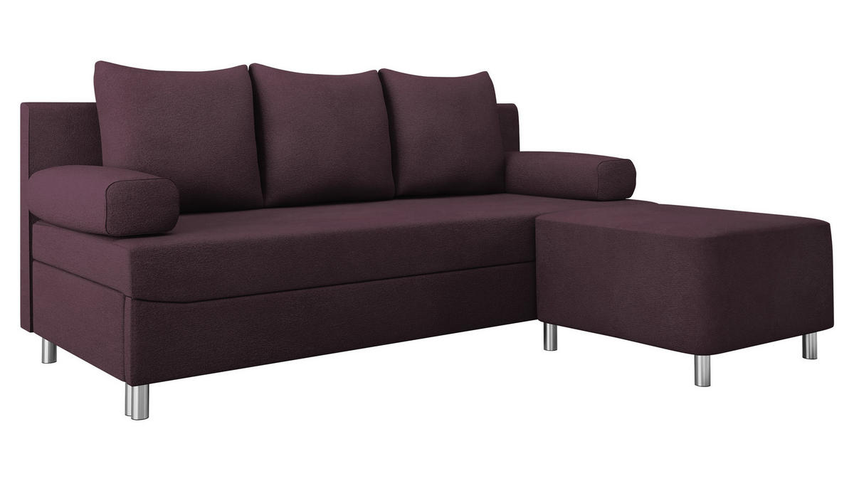 SCHLAFSOFA Dover mit Polsterhocker - Chromfarben/Violett, Holz/Kunststoff (192/80cm) - MIRJAN24