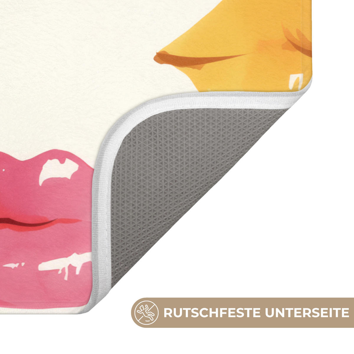 KOUPELNOVÁ PŘEDLOŽKA Rty - barevné - lesklé 60x40 cm - růžová, textil/plast (60/40cm) - OnlyWow