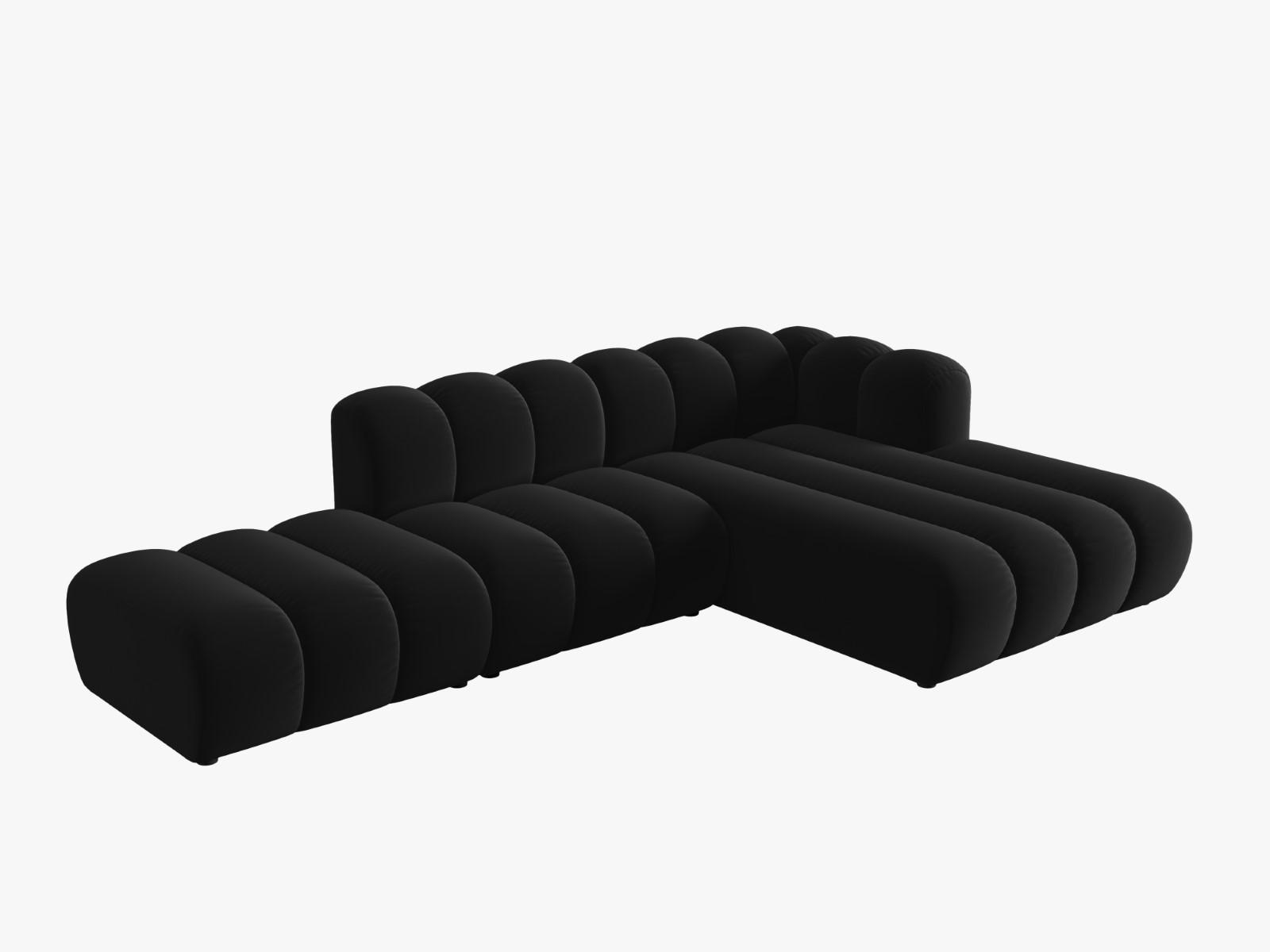 ECKSOFA modular rechts Lupine aus Samt schwarz 5 Sitzplätze - Schwarz, Textil (177/299cm) - Micadoni