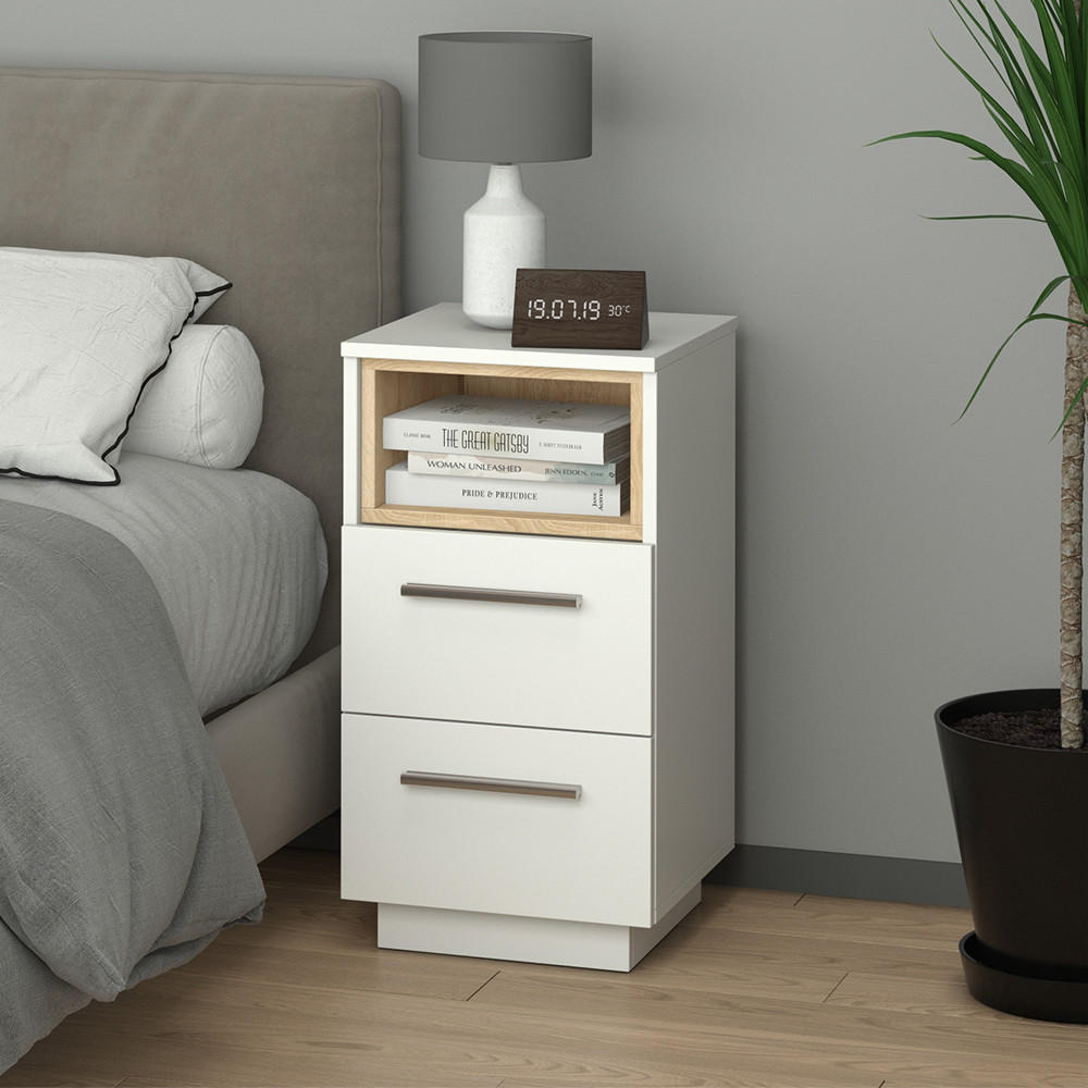 NACHTTISCH Beatrice Weiß 36 x 68 cm - Weiß, Holzwerkstoff (36/68/36cm) - Vicco