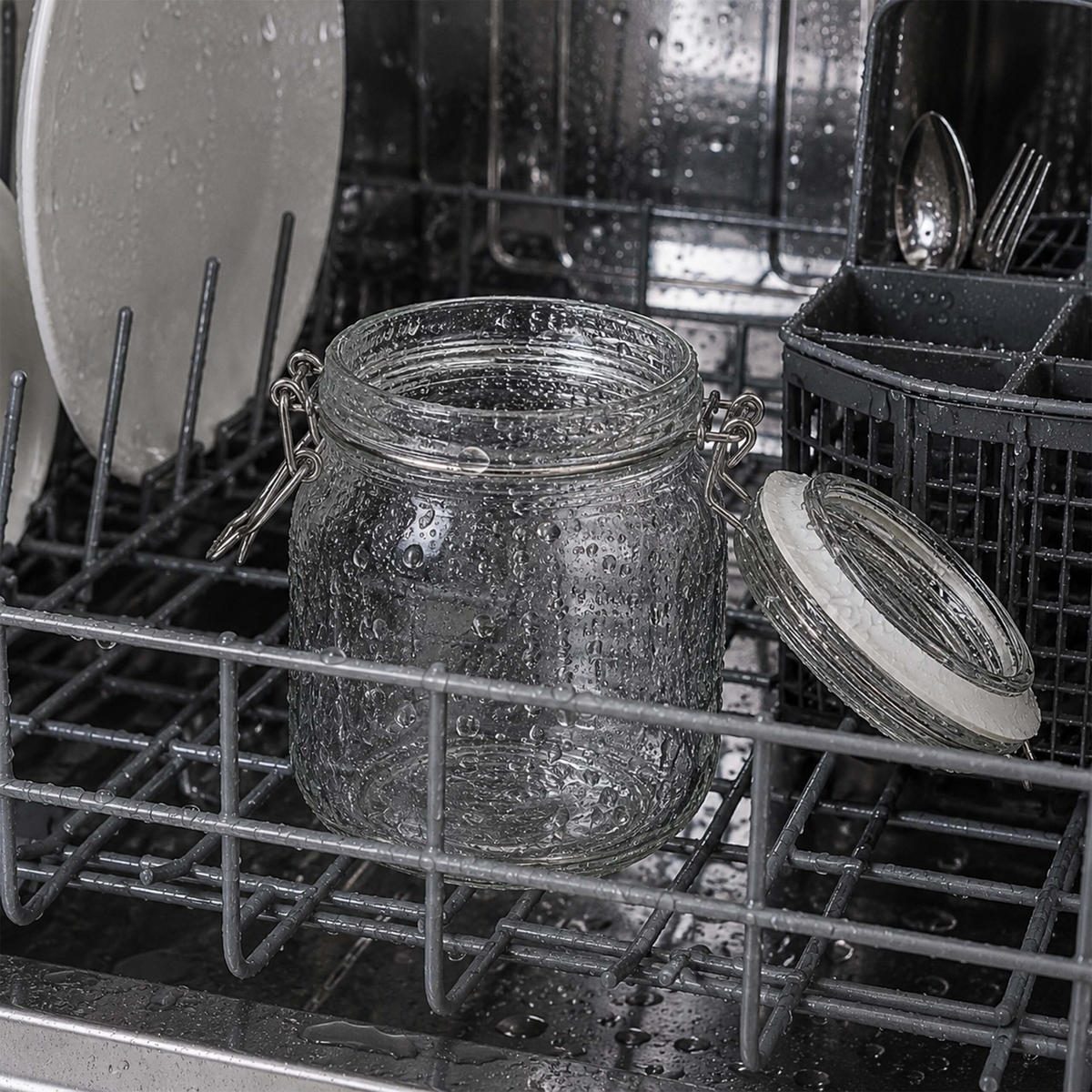 6XZAVAŘOVACÍ sklenic - průhledná, kov/plast (0.75L) - Relaxdays