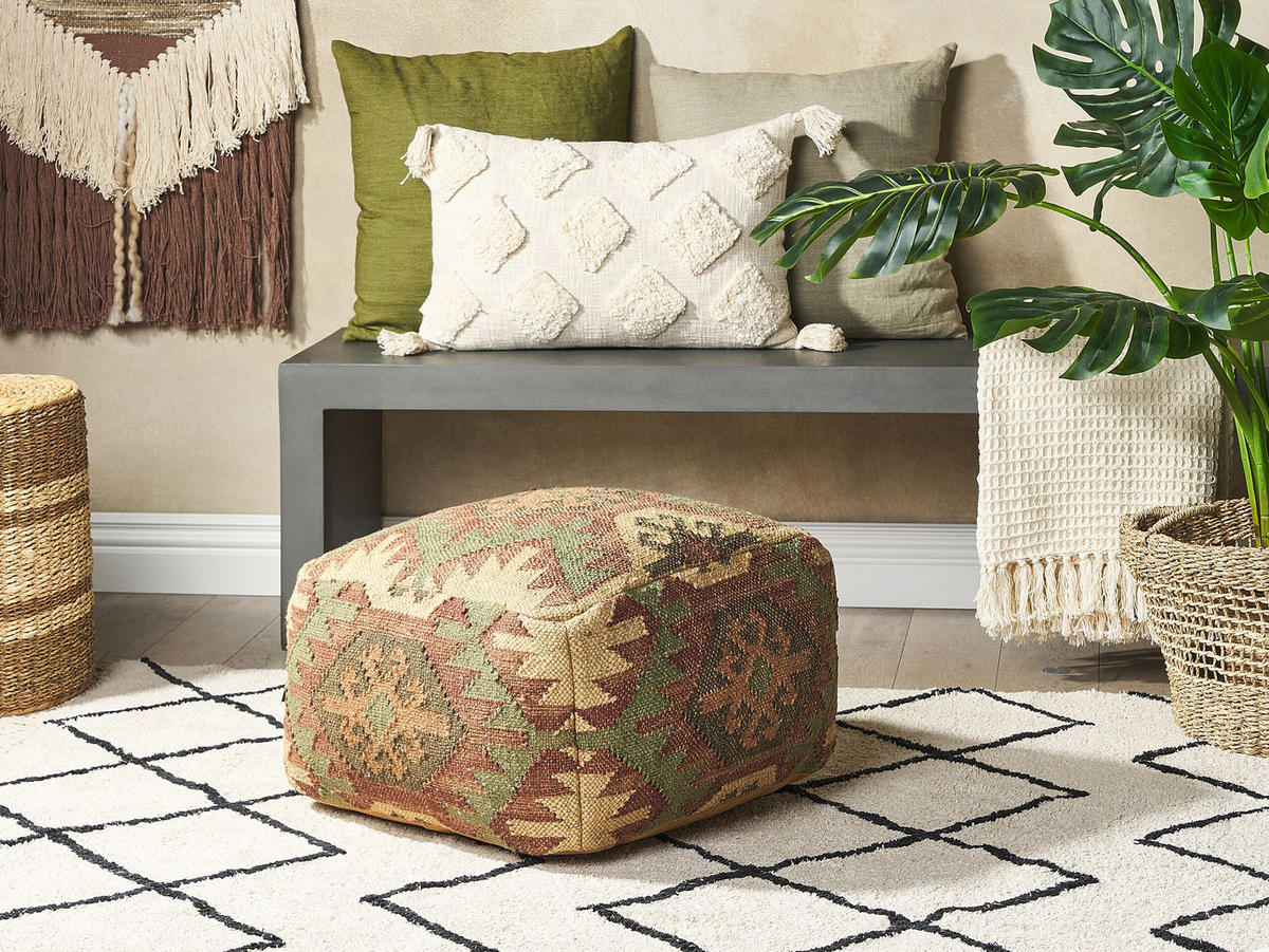 POUF Cumbum 50/50/30 cm - Multicolor, Naturmaterialien (50/30/50cm) - Beliani