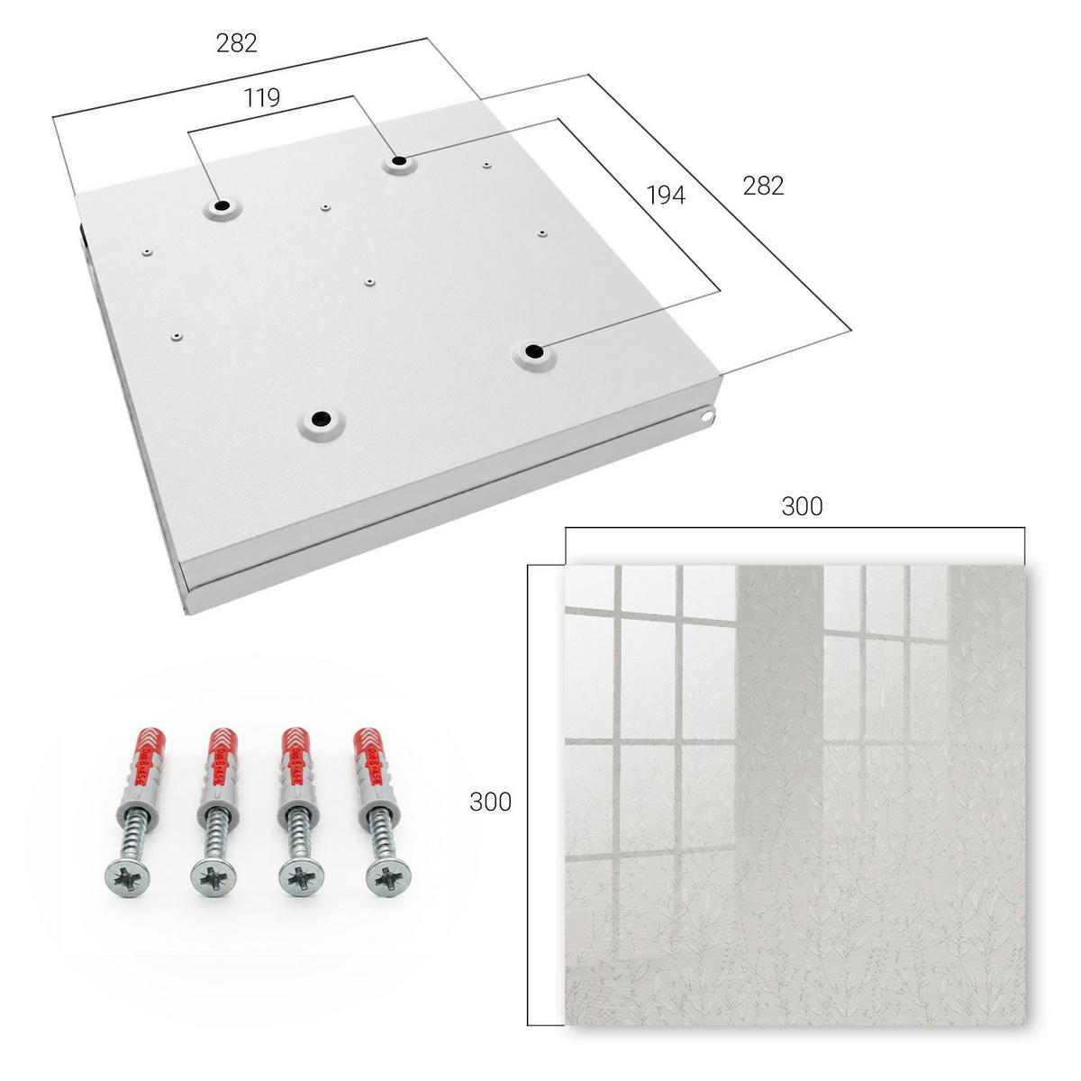 SCHLÜSSELBOX Weiß 30x30 cm – Türöffnung nach rechts - Natürliche Eleganz - Beige, Metall (30/30/5cm) - TULUP
